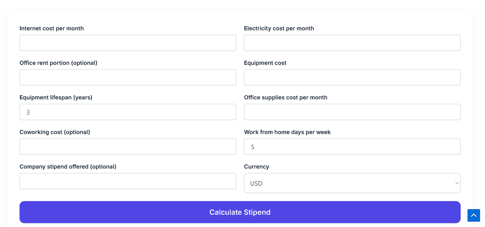 Free remote work calculator tool interface preview